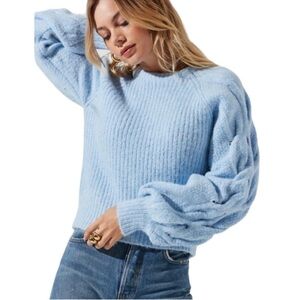 ASTR The Label Lizette Balloon Sleeve Sweater In Sky Blue